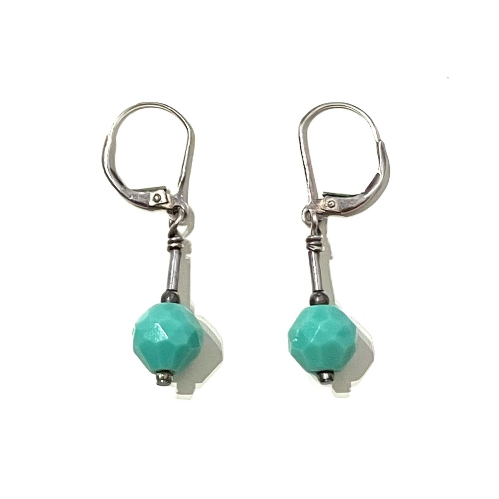 Sterling Silver Turquoise Coloured Bead Earrings